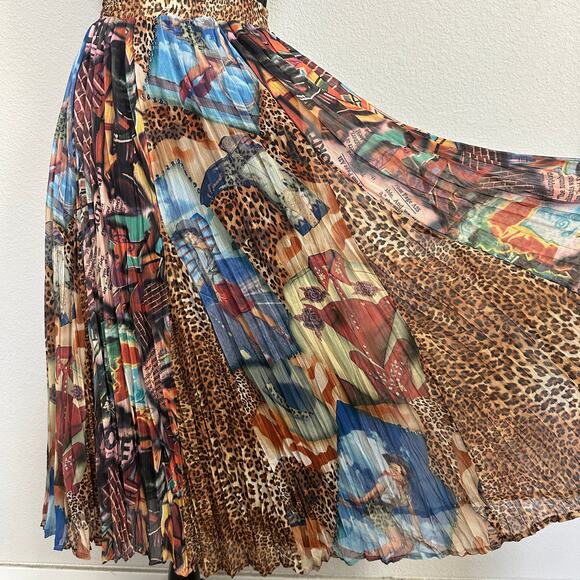 Patricia Wolf Skirt Small Western Broomstick Art to Wear Pleated Cheetah Print - Picture 3 of 12